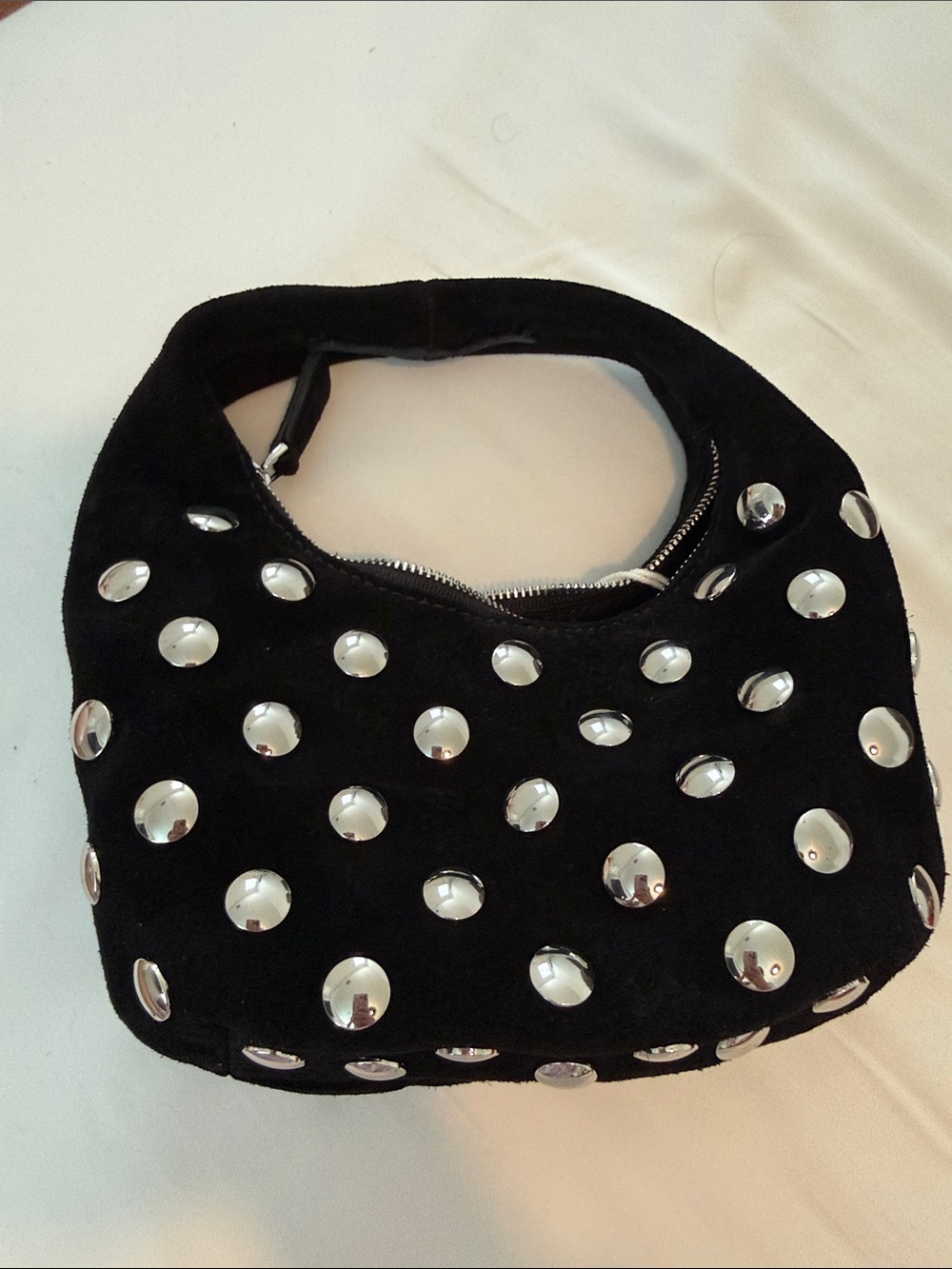 Madewell Black Suede Shoulder Bag with Silver Studs